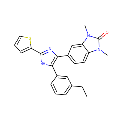 CCc1cccc(-c2[nH]c(-c3cccs3)nc2-c2ccc3c(c2)n(C)c(=O)n3C)c1 ZINC000014958502