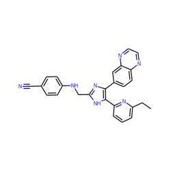 CCc1cccc(-c2[nH]c(CNc3ccc(C#N)cc3)nc2-c2ccc3nccnc3c2)n1 ZINC000028656315