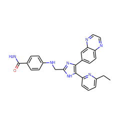 CCc1cccc(-c2[nH]c(CNc3ccc(C(N)=O)cc3)nc2-c2ccc3nccnc3c2)n1 ZINC000028656343