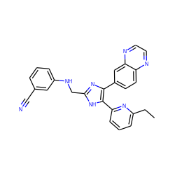 CCc1cccc(-c2[nH]c(CNc3cccc(C#N)c3)nc2-c2ccc3nccnc3c2)n1 ZINC000028656311