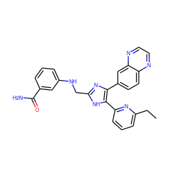 CCc1cccc(-c2[nH]c(CNc3cccc(C(N)=O)c3)nc2-c2ccc3nccnc3c2)n1 ZINC000028656340