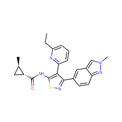 CCc1cccc(-c2c(-c3ccc4nn(C)cc4c3)nsc2NC(=O)[C@@H]2C[C@H]2C)n1 ZINC000043208720