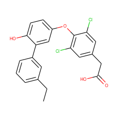 CCc1cccc(-c2cc(Oc3c(Cl)cc(CC(=O)O)cc3Cl)ccc2O)c1 ZINC000014969178