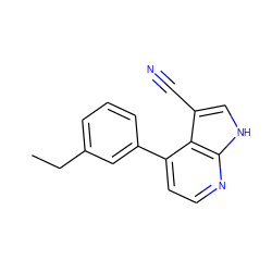 CCc1cccc(-c2ccnc3[nH]cc(C#N)c23)c1 ZINC000219690589