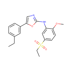 CCc1cccc(-c2cnc(Nc3cc(S(=O)(=O)CC)ccc3OC)o2)c1 ZINC000013611318