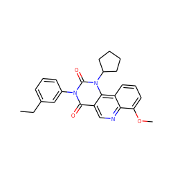 CCc1cccc(-n2c(=O)c3cnc4c(OC)cccc4c3n(C3CCCC3)c2=O)c1 ZINC000117789847