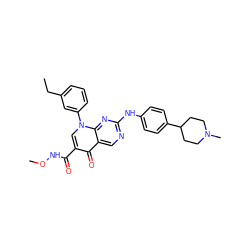 CCc1cccc(-n2cc(C(=O)NOC)c(=O)c3cnc(Nc4ccc(C5CCN(C)CC5)cc4)nc32)c1 ZINC000040952028