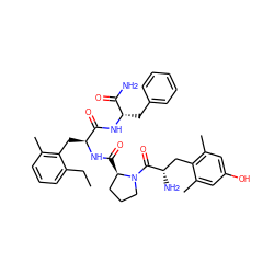 CCc1cccc(C)c1C[C@H](NC(=O)[C@@H]1CCCN1C(=O)[C@@H](N)Cc1c(C)cc(O)cc1C)C(=O)N[C@@H](Cc1ccccc1)C(N)=O ZINC000028654498