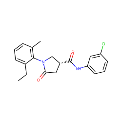 CCc1cccc(C)c1N1C[C@H](C(=O)Nc2cccc(Cl)c2)CC1=O ZINC000205766166