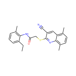 CCc1cccc(C)c1NC(=O)CSc1nc2c(C)ccc(C)c2cc1C#N ZINC000001354249