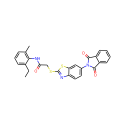 CCc1cccc(C)c1NC(=O)CSc1nc2ccc(N3C(=O)c4ccccc4C3=O)cc2s1 ZINC000001170908