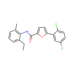 CCc1cccc(C)c1NC(=O)c1ccc(-c2cc(Cl)ccc2Cl)o1 ZINC000005878470