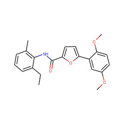 CCc1cccc(C)c1NC(=O)c1ccc(-c2cc(OC)ccc2OC)o1 ZINC000064586002