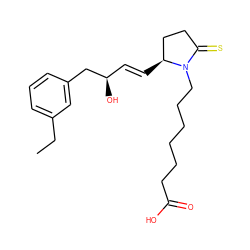 CCc1cccc(C[C@H](O)/C=C/[C@H]2CCC(=S)N2CCCCCCC(=O)O)c1 ZINC000038838195