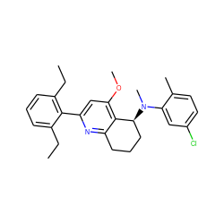 CCc1cccc(CC)c1-c1cc(OC)c2c(n1)CCC[C@@H]2N(C)c1cc(Cl)ccc1C ZINC000040413798