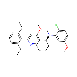 CCc1cccc(CC)c1-c1cc(OC)c2c(n1)CCC[C@@H]2N(C)c1cc(OC)ccc1Cl ZINC000040936268