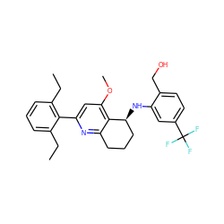 CCc1cccc(CC)c1-c1cc(OC)c2c(n1)CCC[C@@H]2Nc1cc(C(F)(F)F)ccc1CO ZINC000040934618