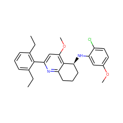 CCc1cccc(CC)c1-c1cc(OC)c2c(n1)CCC[C@@H]2Nc1cc(OC)ccc1Cl ZINC000040420981