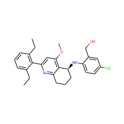 CCc1cccc(CC)c1-c1cc(OC)c2c(n1)CCC[C@@H]2Nc1ccc(Cl)cc1CO ZINC000040412938