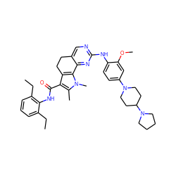 CCc1cccc(CC)c1NC(=O)c1c2c(n(C)c1C)-c1nc(Nc3ccc(N4CCC(N5CCCC5)CC4)cc3OC)ncc1CC2 ZINC000144899272