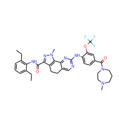 CCc1cccc(CC)c1NC(=O)c1nn(C)c2c1CCc1cnc(Nc3ccc(C(=O)N4CCCN(C)CC4)cc3OC(F)(F)F)nc1-2 ZINC000072179724