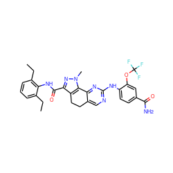 CCc1cccc(CC)c1NC(=O)c1nn(C)c2c1CCc1cnc(Nc3ccc(C(N)=O)cc3OC(F)(F)F)nc1-2 ZINC000072177017