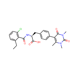 CCc1cccc(Cl)c1C(=O)N[C@@H](Cc1ccc(-c2c(C)n(C)c(=O)n(C)c2=O)cc1)C(=O)O ZINC000095586400