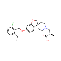 CCc1cccc(Cl)c1COc1ccc2c(c1)OCC21CCN(C[C@@H](C)C(=O)O)CC1 ZINC000113583126