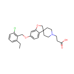 CCc1cccc(Cl)c1COc1ccc2c(c1)OCC21CCN(CCC(=O)O)CC1 ZINC000113581601