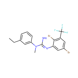 CCc1cccc(N(C)/C(N)=N/c2cc(Br)cc(C(F)(F)F)c2Br)c1 ZINC000027429330