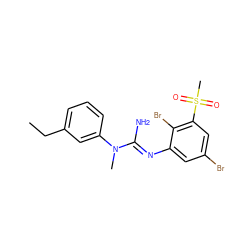 CCc1cccc(N(C)/C(N)=N/c2cc(Br)cc(S(C)(=O)=O)c2Br)c1 ZINC000027424482