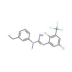 CCc1cccc(N(C)/C(N)=N/c2cc(Cl)cc(C(F)(F)F)c2Cl)c1 ZINC000027427907