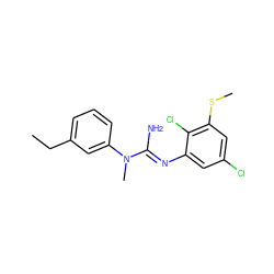 CCc1cccc(N(C)/C(N)=N/c2cc(Cl)cc(SC)c2Cl)c1 ZINC000027424486