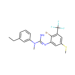 CCc1cccc(N(C)/C(N)=N/c2cc(SC)cc(C(F)(F)F)c2Br)c1 ZINC000027428204