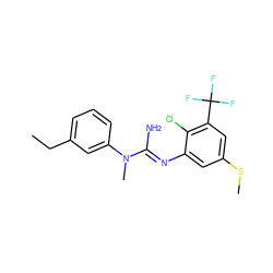 CCc1cccc(N(C)/C(N)=N/c2cc(SC)cc(C(F)(F)F)c2Cl)c1 ZINC000027427965