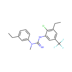 CCc1cccc(N(C)C(=N)Nc2cc(C(F)(F)F)cc(CC)c2Cl)c1 ZINC000027428157