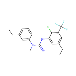 CCc1cccc(N(C)C(=N)Nc2cc(CC)cc(C(F)(F)F)c2Cl)c1 ZINC000027430349