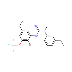 CCc1cccc(N(C)C(=N)Nc2cc(CC)cc(OC(F)(F)F)c2Br)c1 ZINC000027425374