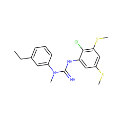 CCc1cccc(N(C)C(=N)Nc2cc(SC)cc(SC)c2Cl)c1 ZINC000027428826