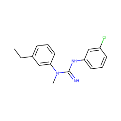 CCc1cccc(N(C)C(=N)Nc2cccc(Cl)c2)c1 ZINC000013776035