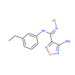 CCc1cccc(N/C(=N\O)c2nonc2N)c1 ZINC000043150893