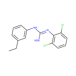 CCc1cccc(N/C(N)=N/c2c(Cl)cccc2Cl)c1 ZINC000013776030