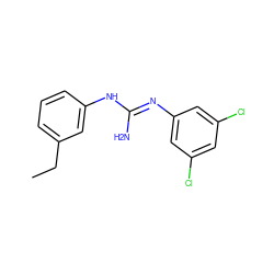 CCc1cccc(N/C(N)=N/c2cc(Cl)cc(Cl)c2)c1 ZINC000013776032