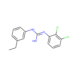 CCc1cccc(N/C(N)=N/c2cccc(Cl)c2Cl)c1 ZINC000013776027