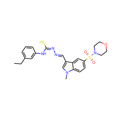 CCc1cccc(N/C(S)=N\N=C\c2cn(C)c3ccc(S(=O)(=O)N4CCOCC4)cc23)c1 ZINC000015974115