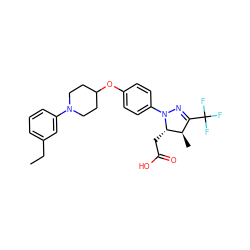 CCc1cccc(N2CCC(Oc3ccc(N4N=C(C(F)(F)F)[C@@H](C)[C@@H]4CC(=O)O)cc3)CC2)c1 ZINC000219599142