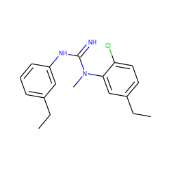 CCc1cccc(NC(=N)N(C)c2cc(CC)ccc2Cl)c1 ZINC000013776082