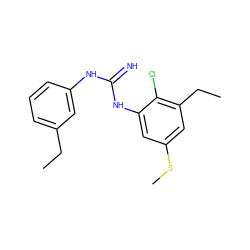 CCc1cccc(NC(=N)Nc2cc(SC)cc(CC)c2Cl)c1 ZINC000027427242