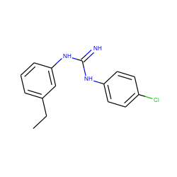 CCc1cccc(NC(=N)Nc2ccc(Cl)cc2)c1 ZINC000013776026