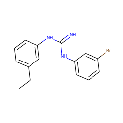 CCc1cccc(NC(=N)Nc2cccc(Br)c2)c1 ZINC000013776043